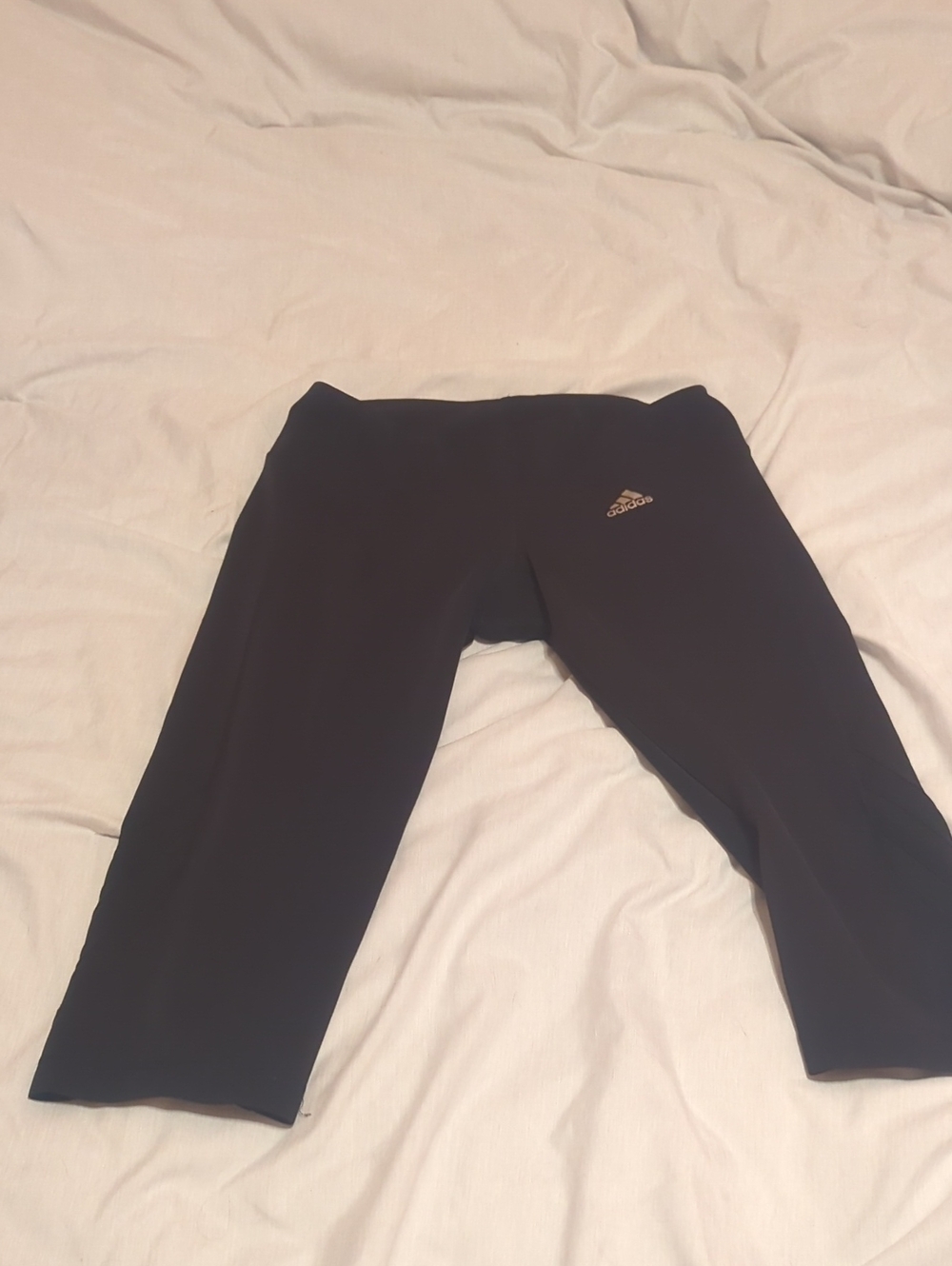 adidas Black Capri Leggings with Silver Logo